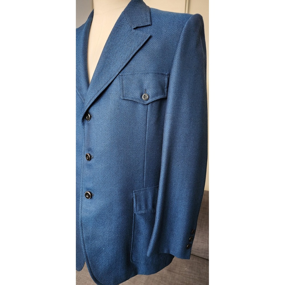 Vtg 70s Hammonton Park Wool Blazer Sport Coat Jacket mens Sz~ 43 Action Belted - Picture 6 of 16